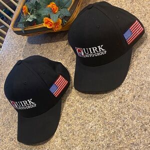 Two Quirk Auto Group Black Flag Hats OSFM Ball Caps